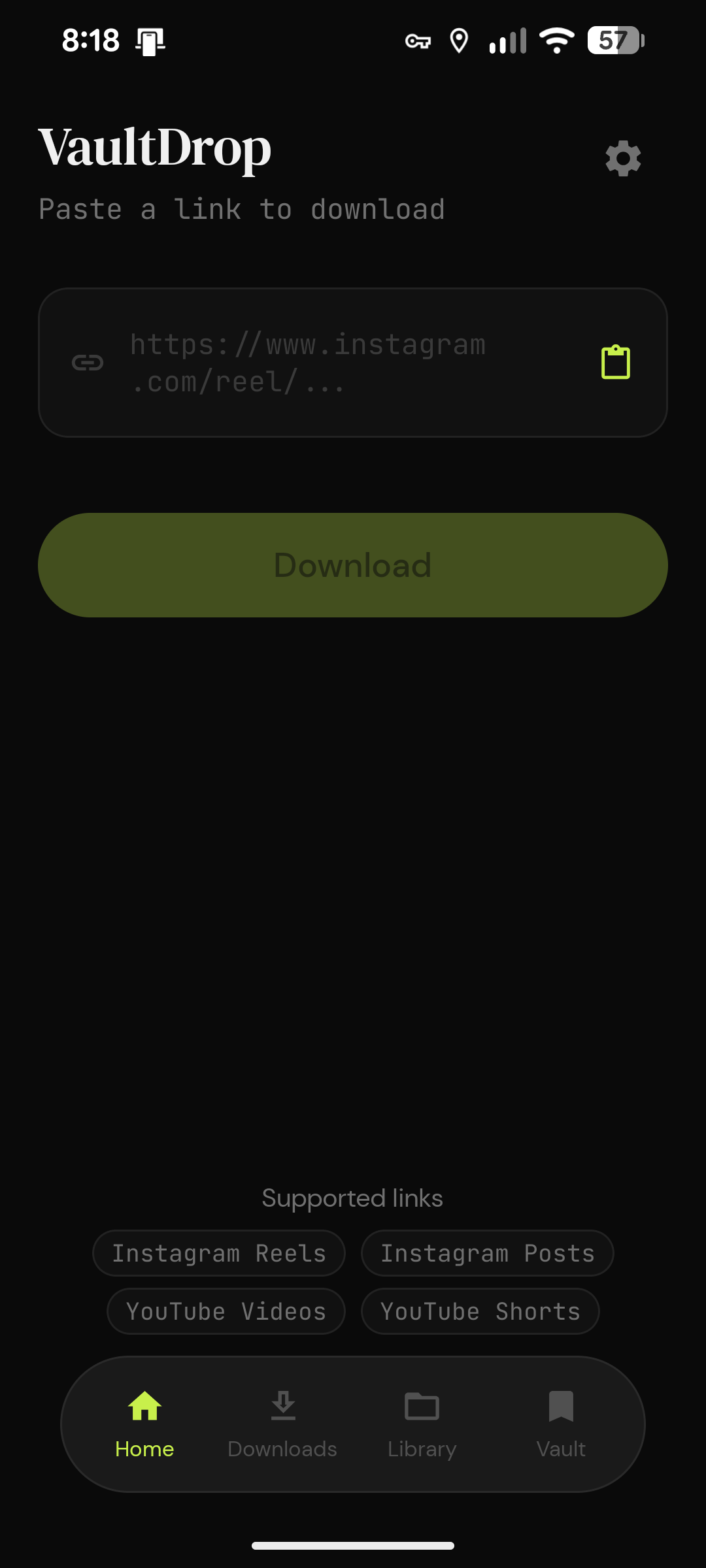 Home screen